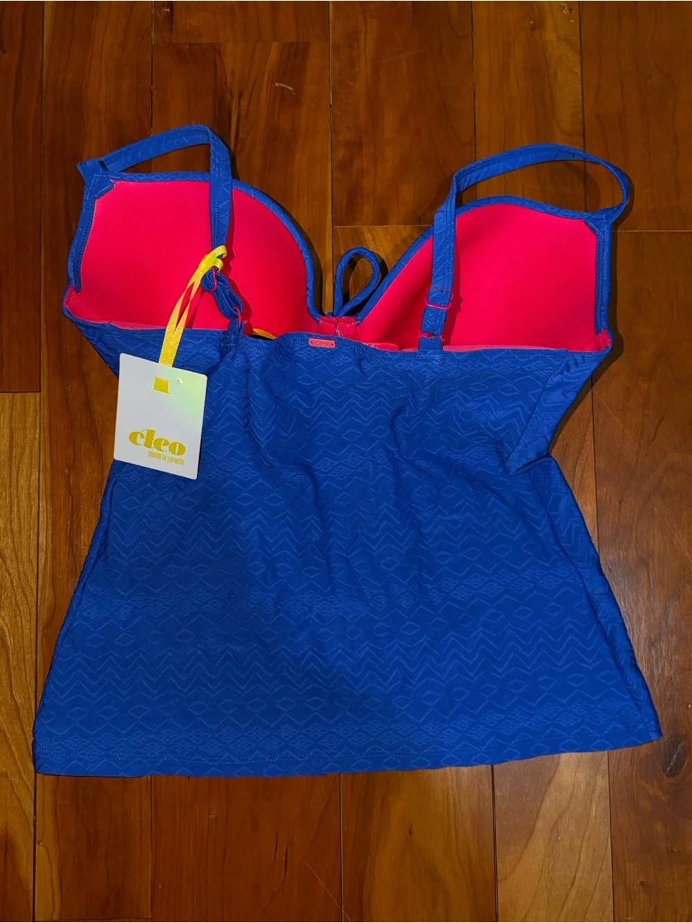 CLEO Matilda CW0081 Cobalt Moulded Plunge Tankini Sz 32DDDD/G